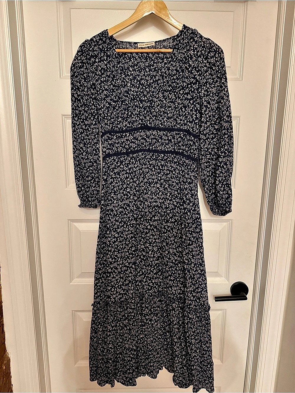 Ulla Johnson Animal Print Maxi Dress in Blue & White Like New